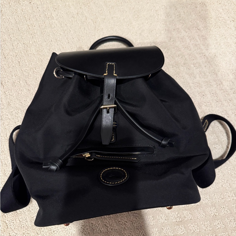 Dooney & Bourke Small Allie Black Leather and Canvas Backpack